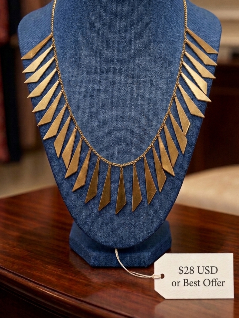 Turkish Vintage Gold Plated Fringe Cleopatra Necklace
